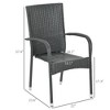 Stackable 4 PE Rattan Outdoor Dining Chairs with Cushions, Patio Wicker Dining Chairs with Armrests & Backrest - 3 of 4