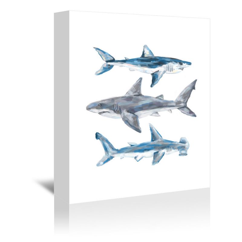 Americanflat Animal Minimalist Painted Shark Trio 1 By Jetty Home Wrapped Canvas, 1 of 9
