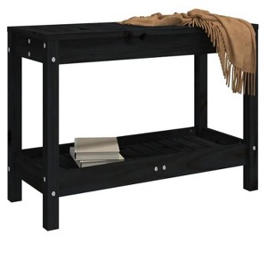 Patio Bench Black 32.5"x13.8"x17.7" Solid Wood Pine - 1 of 4