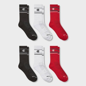 Champion All Sport Performance Crew Socks 3pk - Black/White/Red L - 1 of 4
