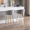 TiramisuBest 26" Set of 2 Bar Stools,with Chrome Footrest and Base Velvet + Golden Leg Simple Bar Stool,GREEN - 3 of 4