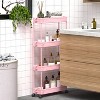 Tree City Pink 4-Tier Slim Rolling Storage Cart - Multi-Functional Mobile Organizer for Bathroom, Kitchen - 3 of 4