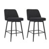 Gulches Counter Height Swivel Bar Stools Set of 2, 360° Swivel Upholstered Stools with Back, Black Linen, 25.6" Seat Height - 2 of 4