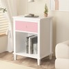 Racxily 26.77''H Wooden Nightstand with One Drawer One Shelf for Kids, Adults,Gray+Silver handle - 2 of 4