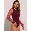 Allegra K Women's Clubwear Mesh Sleeves Jumpsuits Rompers Long Sleeve Bodysuit - 4 of 4