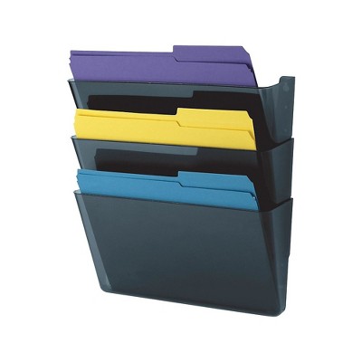 Staples 3-Pocket Plastic Wall File Smoke Blue (10681) 730523