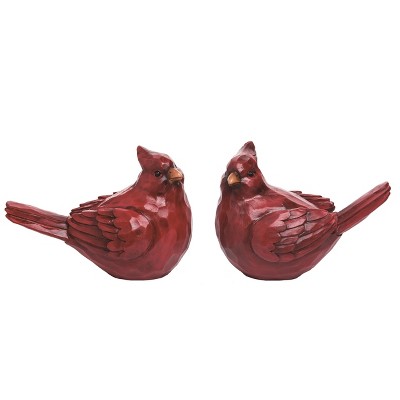 Transpac Large Resin Cardinal Figurine Set of 2 Christmas Home Decorations