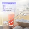 Unique Bargains Stainless Steel Reusable Long Handle Shovel Shaped Spoon Straws 4 Pcs - 4 of 4