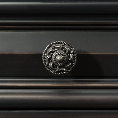 Antique Black 6-Drawer Vertical Chest with Felt Lined Drawers