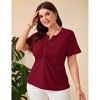 Whizmax Women Plus Size V Neck Button Blouse Short Sleeves Summer Comfy Lightweight Casual Tunic Tops - 3 of 4