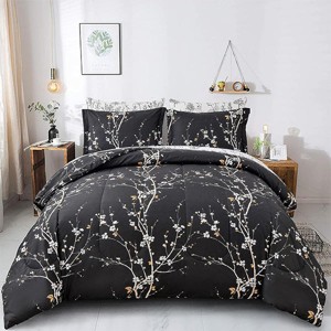Hub Styler Queen Flower Plum Bedding Set - 1 of 4