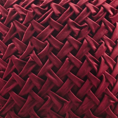 Luxurious Burgundy Velvet Ruched Square Pillow 20x20