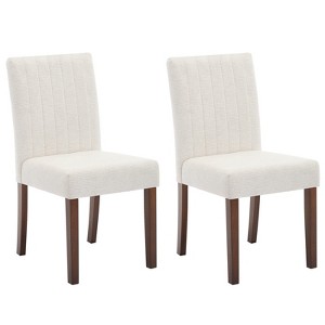 Upholstered Dining Chairs Set of 2, Linen Kitchen Chair with High Backrest & Wide Seat, Comfy Armless Side Chair, Accent Parson Chairs - 1 of 4