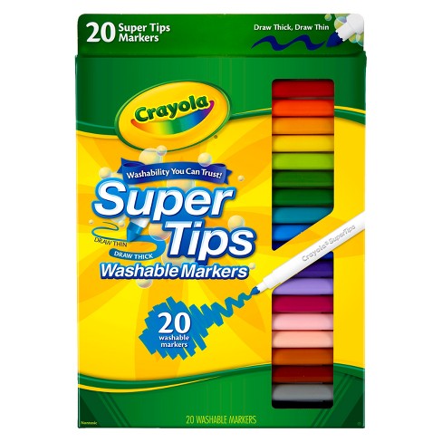 Crayola Washable Markers, Nontoxic, Super Tips - 20 markers