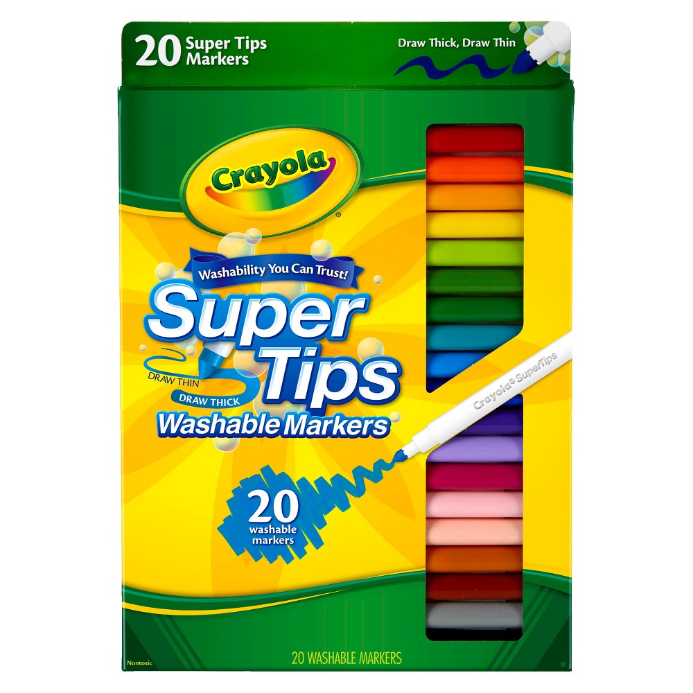 Photos - Felt Tip Pen Crayola 20ct Super Tips Washable Markers, Kids School Supplies, Art Classroom Must Haves for Teachers, Coloring Gift, Ages 3 