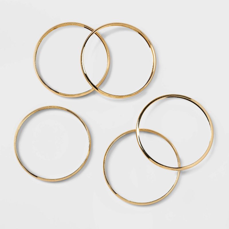 Domed Bangle Bracelet Set 5pc - A New Day&#8482; Gold, 4 of 6