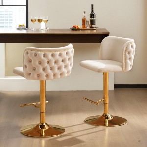 Leovsnove 2 Pcs Velvet Upholstered Bar Stool 360° Swivel Bar Stool, Counter Height Bar Stool with Base for Home Bar - 1 of 4