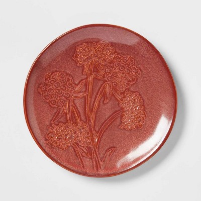 6" Stoneware Floral Dessert Plate Brown - Threshold™