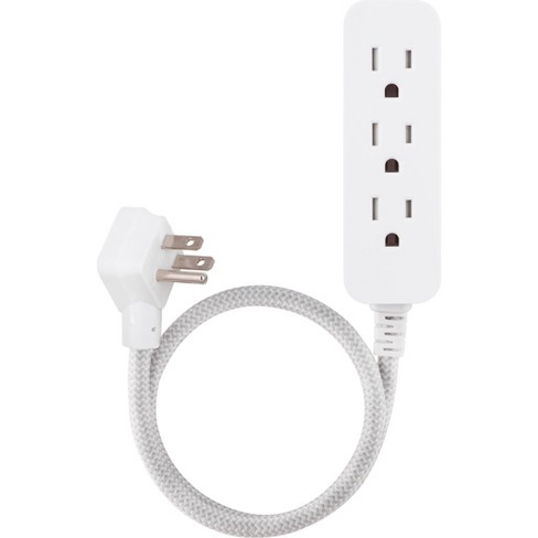 Cordinate 2' 3 Outlets Grounded Extension Cord Gray