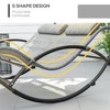 Resenkos Outdoor Double Chaise Rocking Chair, Day Bed Sun Lounger with Canopy Shade, Headrest Pillow, Armrests, Light Gray - 3 of 4