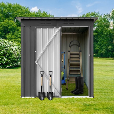 MOEPISY Metal garden sheds 5ft×4ft outdoor storage sheds grey