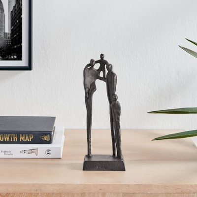 Brown Cast Iron Abstract Family of Four Sculpture