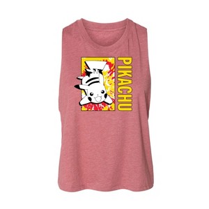 Women's Pokémon Tie Dye Pikachu Graphic Racerback Tank - Heather Mauve - Small - 1 of 2