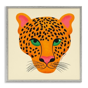 Stupell Industries Modern Leopard Wildlife Face Black Framed Giclee Art - 1 of 4