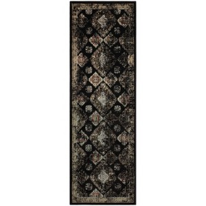 Distressed Damask Border Indoor Runner or Area Rug by Blue Nile Mills - 1 of 3