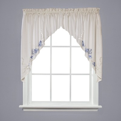 Saturday Knight Ltd Seabreeze Linen Textured Window Swag - 57x36 Ocean Blue