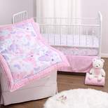 The Peanutshell Butterfly Song Crib Bedding Set for Baby Girls, 3-Piece Nursery Set in Pink|Purple