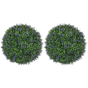 HOMCOM 16.5" Artificial Plant Topiary Balls, Set of 2 Indoor Outdoor Fake Plants for Home Office, Living Room Decor - 1 of 4