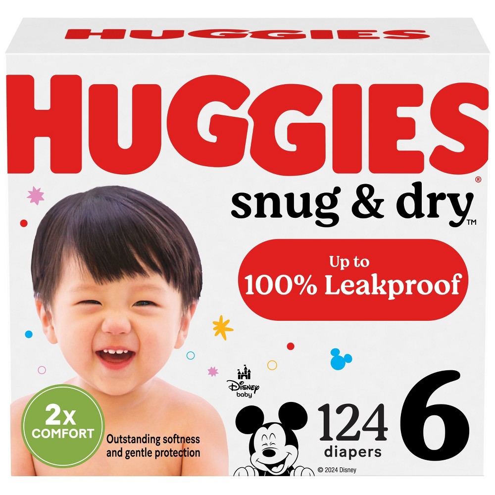 Huggies Snug & Dry Baby Disposable Diapers - Size 6 - 124ct