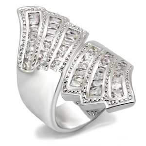 Slickblue Rhodium Brass Pave Ring with Clear CZ Stones, Sleek and Modern Women's Jewelry, Size 5-10 - 1 of 3