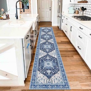 BAGOKIE Washable Vintage Boho Floral Runner Rug - 1 of 4