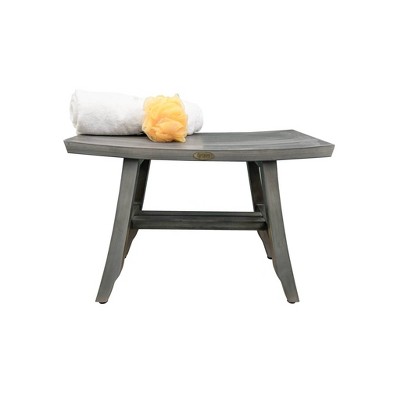 Satori Antique Gray Wide Teak Wood Spa Shower Bench, 26"