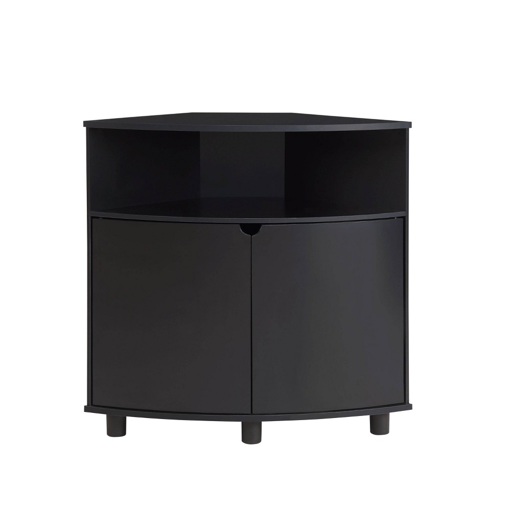 Photos - Wardrobe miBasics Oahu Corner Accent Cabinet with Led Lights Black