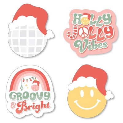 Big Dot of Happiness Groovy Christmas - DIY Shaped Pastel Holiday Party Cut-Outs - 24 Count