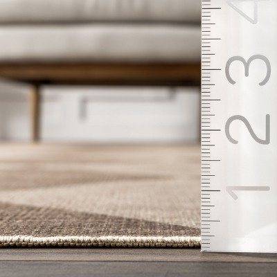 Abi Natural Brown 5' x 8' Machine Washable Geometric Area Rug