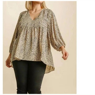 Women's BABYDOLL TOP WITH HIGH LOW HEM - umgee