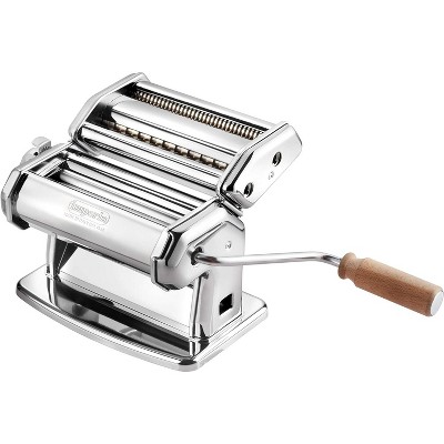 Cucina Pro Imperia Pasta Maker Machine - Heavy Duty Steel Construction w Easy Lock Dial and Wood Grip Handle- Model 150 Made in Italy