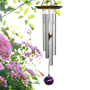 Woodstock Wind Chimes Signature Collection  Woodstock Amethyst Chime  Silver Wind Chime - 1 of 4