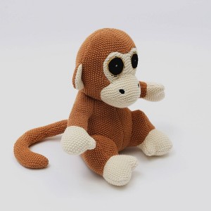 INFURNIC Baby and Toddler Learning Toys Handcrafted Cotton Knitted Monkey Plush Toy for Safe Sensory Development Fun, Apricot Brown, 10"*9"*1" - 1 of 4