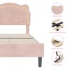 Platform Bed Frame, Velvet Upholstered Bed Frame with Height Adjustable Bear-Shaped Headboard, Noise Free, No Box Spring Needed - 4 of 4