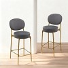 Velvet Upholstered Bar Stools Set of 2 with Footrest & Golden Metal Frame, 29" Seat Height for Kitchen-3irtyhousy - 2 of 4