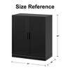 Black Wood Grain Storage Cabinet with Wicker Door (36x31x16") - 4 of 4