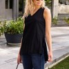 Amaryllis Women's Sleeveless V-Neck Tunic Top Asymmetric Ruffle Hem Relaxed Fit Flowy Design - 2 of 4