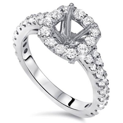 Pompeii3 1ct Diamond Ring Cushion Halo Setting 14K White Gold Semi Mount