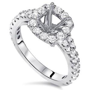 Pompeii3 1ct Diamond Ring Cushion Halo Setting 14K White Gold Semi Mount - 1 of 3