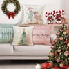 Pink Christmas Throw Pillow Covers 18x18 Set of 4 Green Winter Christmas Trees Snowman Reindeer - 3 of 4